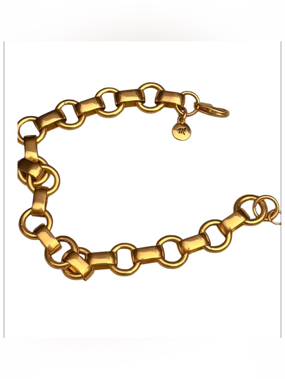 Madewell Gold-Tone Round Link Bracelet with Black Accent Pre Owned